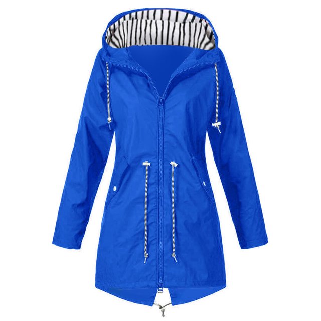 Kcodviy Imperméable Uni à Capuche Extérieur pour Femmes Veste à Fermeture Éclair Latérale Imperméable Coupe-Vent Veste à Fermeture Éclair pour Femmes Veste pour Femmes Vestes Manteau pour Femme