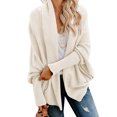 thumbnail image 2 of Cardigan Long Uni à Manches pour Femmes, Manteau Blouse Haut Décontracté d'Automne, 2 of 7