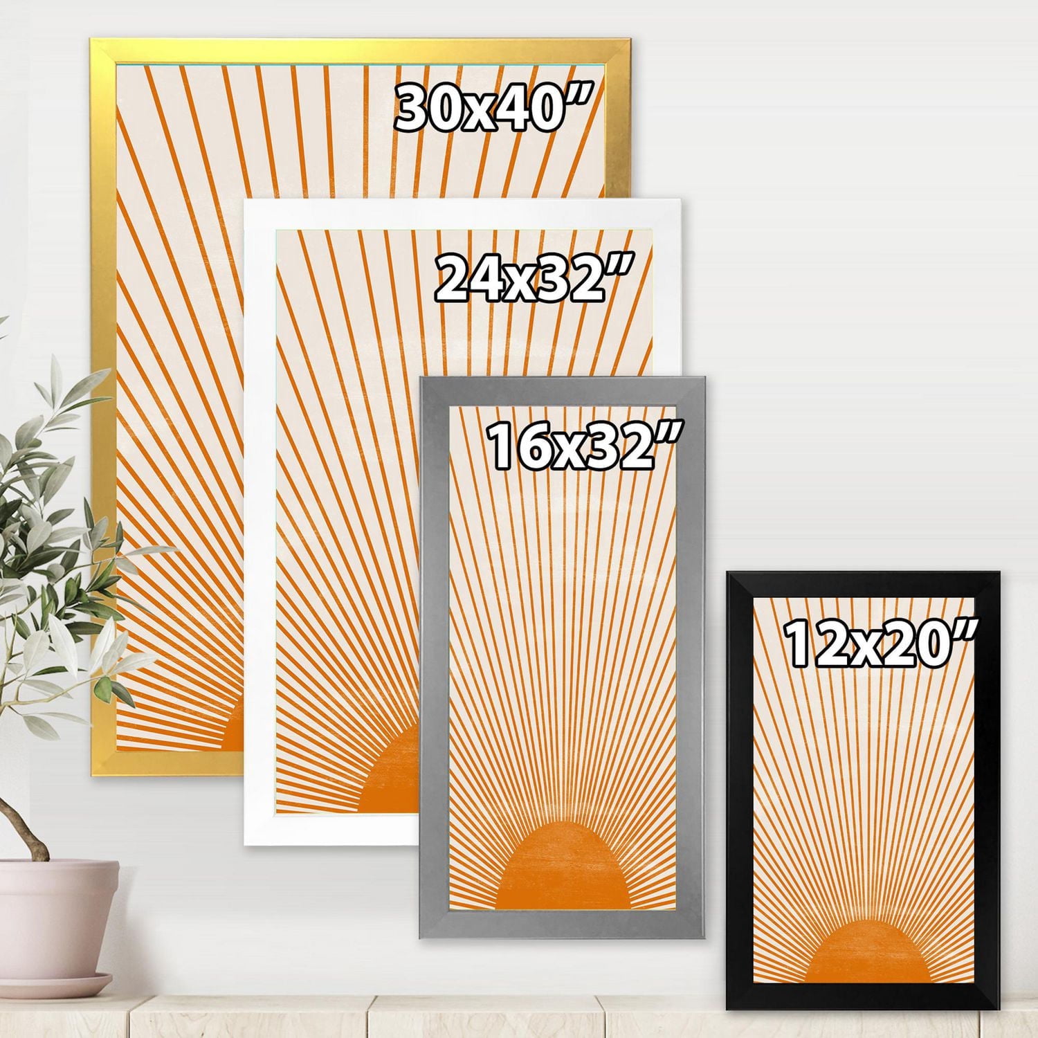 Designart Imprimé soleil orange III Art mural encadré