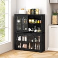 thumbnail image 4 of Costway 2-Door Stackable Buffet Sideboard Set of 2 with Sliding Tempered Glass Doors Black, 4 of 9