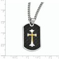 thumbnail image 3 of Stainless Steel Carbon Fiber Inlay Gold IP-plated D/C Cross Necklace 24in, 3 of 3