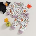 thumbnail image 4 of Fortune Fall Baby Girl Clothes Pumpkin Ghost Sweatshirt Pants 2Pcs Set 0-3Y, 4 of 9