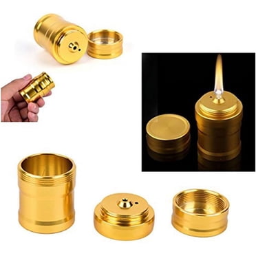 Vadktai Lampe Brûleur d'Alcool Portable en Métal, Réchaud à Alcool en Alliage d'Aluminium avec Cordon en Coton pour la Maison, l'Extérieur, le Camping, le Pique-Nique, la Préparation de Thé et de Café, Expériences Scientifiques, Doré