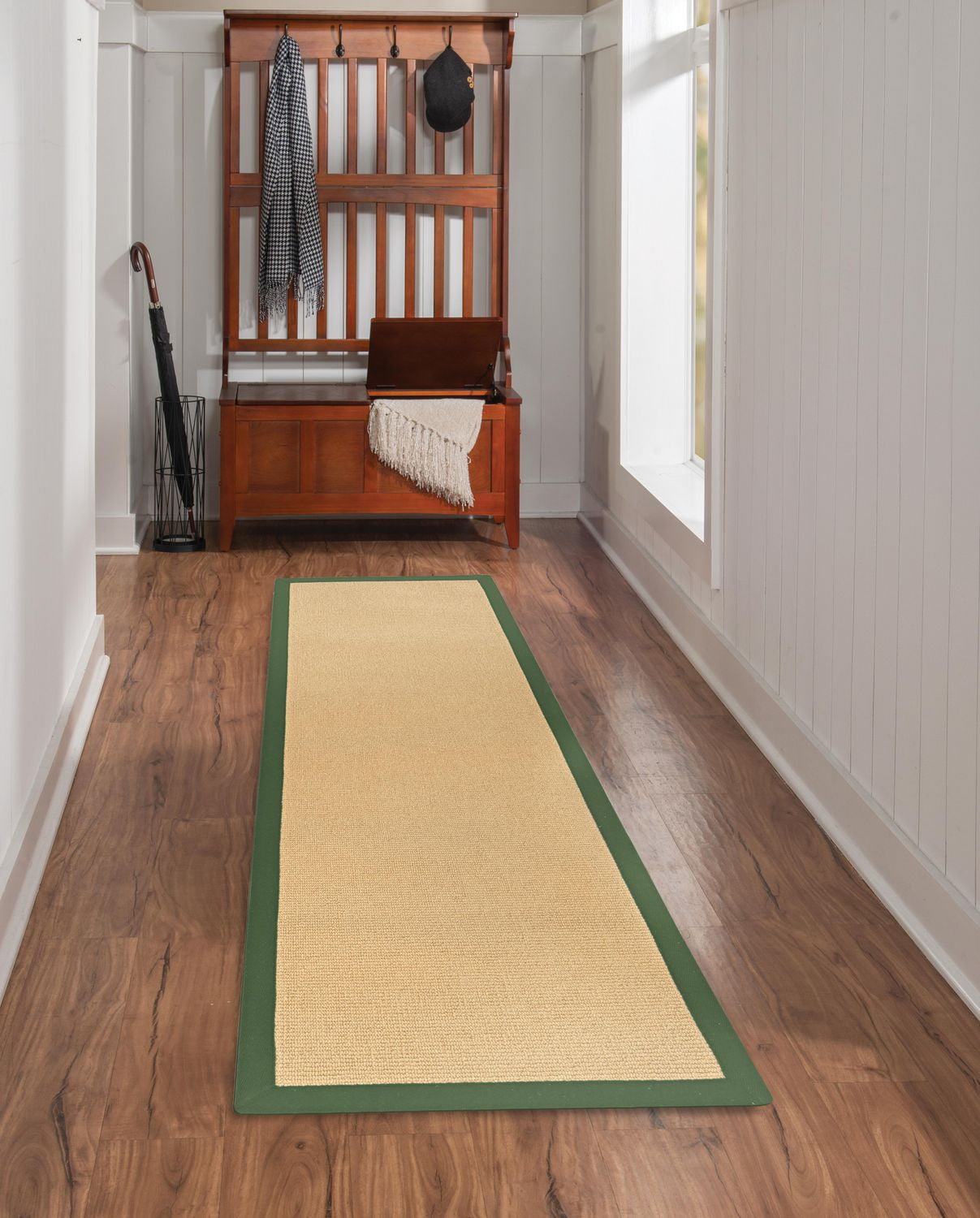Tapis de couloir Athena sisal et vert 2 pi 6 po x 8 pi