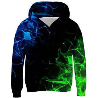 RXIRUCGD Chemise pour Enfants à Manches Longues T-shirt à Motif Imprimé Col Rond Cool Garçon Chandail à Capuchon ( Vert, Taille : 13 Ans )