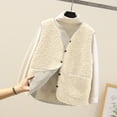 thumbnail image 2 of FAIWAD Womens Fleece Vest Fall Winter Warm Sleeveless Button Down Waistcoat Solid Color Loose Vest Coat, 2 of 7