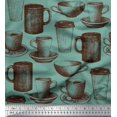 thumbnail image 1 of Soimoi Poly Georgette Fabric Tea & Coffee Cups Printed Craft Fabric by the Yard 52 Inch Wide, 1 of 3