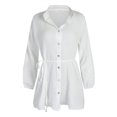 thumbnail image 3 of WILLBEST Robes pour Femmes Robes Décontractées à Volants avec Cordon Manches Longues Évasées Été Robe Mini Unie, 3 of 4