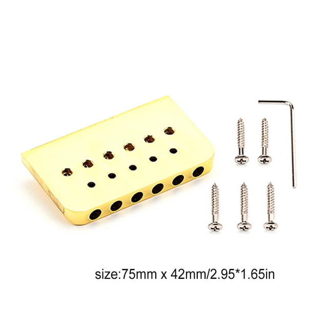 6 String Electric Guitar Brass Saddle String Electric Guitar Hardtail Bridge Top Load Tailpiece Set Musical Instrument Spare Part Accessories