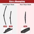 thumbnail image 3 of Unique Bargains 3 Pcs 26" 17" 14" Front Rear Windshield Wiper Blade Set Fit for Subaru Outback with J / U Hook Black, 3 of 5