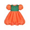 thumbnail image 1 of Robe Fille Halloween Col en Filet Araignée Citrouille Orange Manches Bouffantes Bouffantes 4 Ans, 1 of 1
