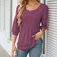 thumbnail image 4 of MeetoTime Womens Long Sleeve Shirts Fall Tops Casual Crew Neck Tunic Tops Pleated Comfy T-Shirts, 4 of 7