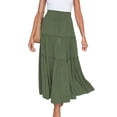 thumbnail image 1 of Fashion Women Solid Casual Ruched Ruffles Elastic Waist Skirt, Beach Style Solid Color Drawstring Waist Half Skirt, Comfortable and Stylish Ruffled Design, Lightweight Summer Wear, 1 of 4