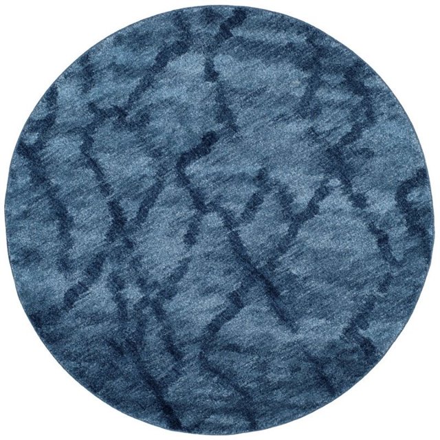 Safavieh Tapis Rétro Rond de 6 Pieds Tissé Mécaniquement en Bleu et Bleu Foncé