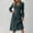 Green, variant on Sales! Cameland Women'S Fashion Casual Print Long Sleeve V-Neck Pleated Mini Dress