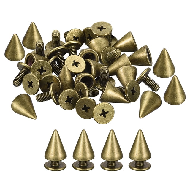 Unique Bargains 50 Sets Cone Spikes Studs 7x10mm Studs and Spike Screw Back Rivet Bronze Tone
