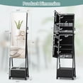 thumbnail image 3 of Costway Jewelry Cabinet Armoire Full Length Mirror Lockable with Bottom Drawer & Wheels Black, 3 of 9