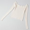 thumbnail image 5 of JDQJBZ Summer Womens Tops,Tops For Women Trendy Ruffle Slim Off Shoulder Crop Knit Long Sleeve Top For Spring Summer, 5 of 5