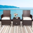 thumbnail image 1 of Costway 3PCS Patio Rattan Furniture Set Cushioned Sofa Glass Tabletop White, 1 of 10