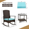 thumbnail image 3 of Gymax 3 Pieces Rocking Wicker Bistro Set Outdoor Front Porch Rocker Chairs Conversation Set Turquoise, 3 of 10