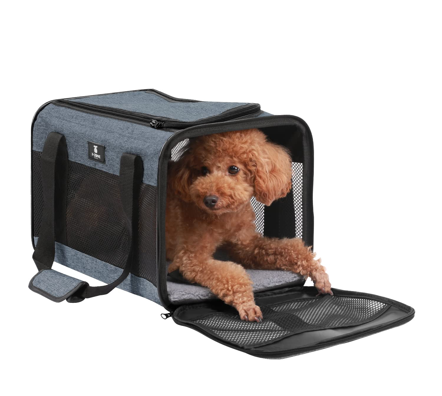X-ZONE PET Cat Carrier Dog Carrier Pet Carrier for Small Medium Cats Dogs Puppies of 15 Lbs,Airline Approved Soft Sided Pet Travel Carrier,Dog Carriers for Small Dogs - Black Grey Purple Blue Brown