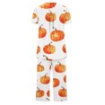 thumbnail image 3 of Jamicy Pyjama pour Femmes Ensemble Shorts Pyjama pour Femmes à la Mode Décontracté Ample Imprimé Col Rond Boutonné Pantacourt Ensemble de Pyjama Pyjama d'Halloween, 3 of 4