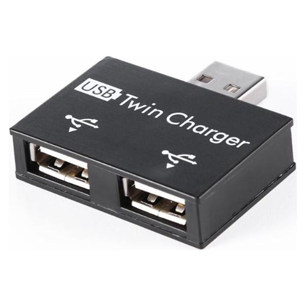 Port Mini USB Hub 2 Port USB Twin Charger Splitter Adapter Converter for  PC USB Flash Drives