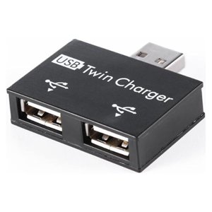 Port Mini USB Hub 2 Port USB Convertisseur d'adaptateur de Splitter de chargeurs jumeaux pour PC USB Clés Flash