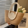 thumbnail image 1 of Chmadoxn Storage Trunks,Closet Organizers and Storage, Rope Woven Handbag Large Capacity Tote Bag Daily Versatile Shoulder Bag Splicing Color Casual Woven Bag Beach Bag Desktop storage, 1 of 6