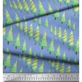 thumbnail image 3 of Soimoi Blue Modal Satin Fabric Christmas Tree Fabric Prints By Yard 42 Inch Wide, 3 of 3