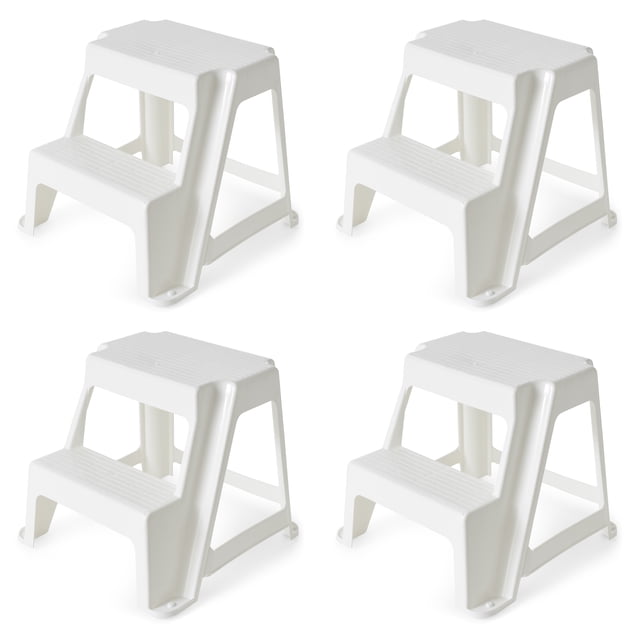 Gracious Living 16-Inch Two Step Home & Kitchen Stool, White (4 Pack)