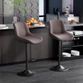 thumbnail image 3 of Hawsaiy Adjustable Bar Stools Set of 4, Swivel Counter Height Bar Chairs with Back, Modern Technical Fabric Barstools for Kitchen Island & Home, Brown, 3 of 11