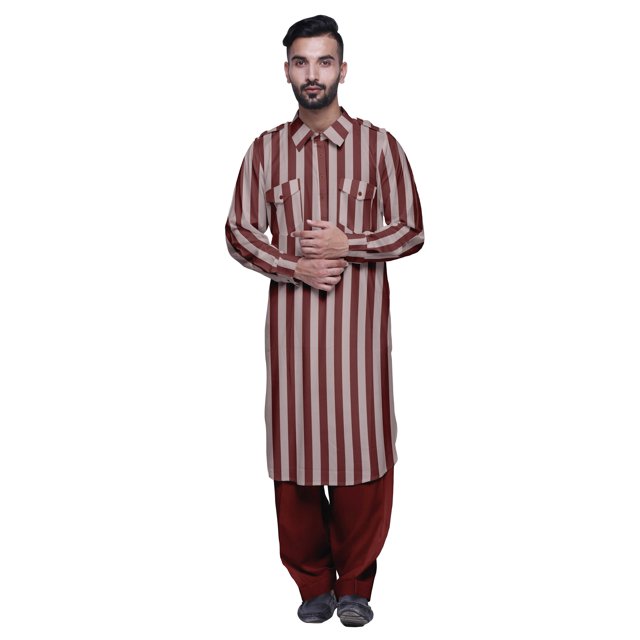 Atasi Mens Rayon Pathani Kurta Solid Salwar Set Printed Punjabi Kurta For Men