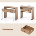thumbnail image 3 of Costway Bureau d'Ordinateur Roulant Extensible de 39,5 Pouces avec Tablette pour Moniteur, Surface à 2 Niveaux, 2 Tiroirs, Naturel, 3 of 10