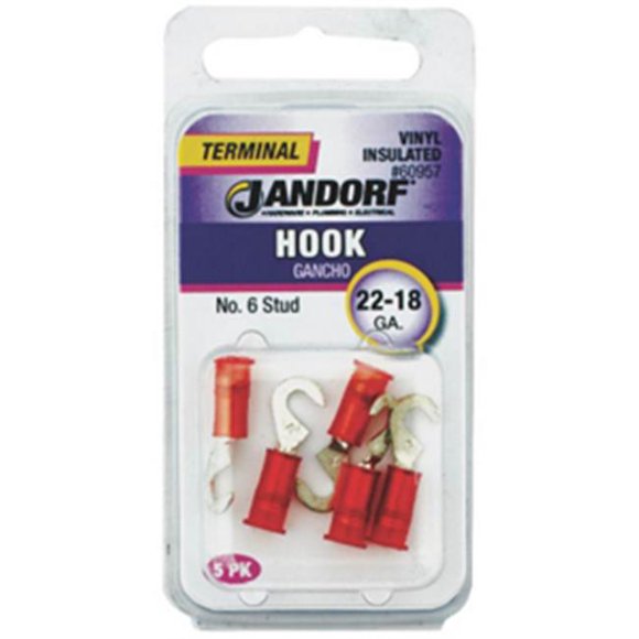 Jandorf Specialty Hardw 60957 Vinyl Insulated Hook Terminal - 22-18 ga., 6 in. Stud