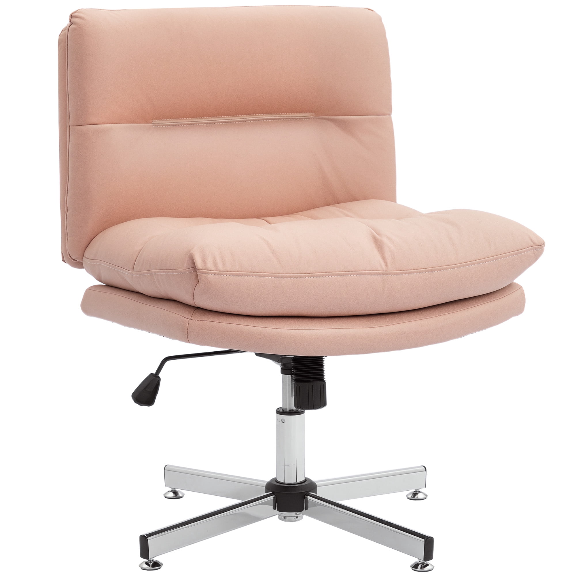 CoSoTower Armless Office Chair, Criss Cross Chair with Adjustable Height & Tilt Function Office, Study, Pink
