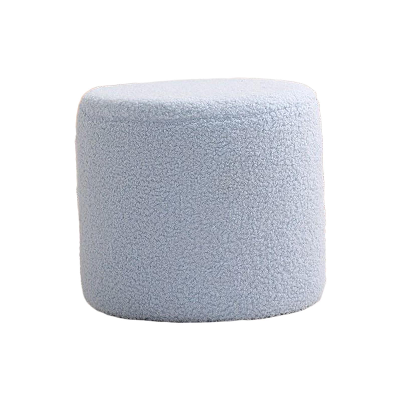 Tabouret Repose-Pieds Rond, Tabouret Décoratif pour Sofa, Marchepied avec Siège Rembourré, Tabouret pour Changer de Chaussures, Banc Repose-Pieds Antidérapant pour Chevet, Robuste, Entrée de Pièce, Bleu