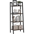 thumbnail image 2 of VASAGLE Ladder Shelf, 4-Tier Bookshelf, Storage Rack, Bookcase with Steel Frame, for Living Room, Home Office, Kitchen, Bedroom, Industrial Style, Hickory Brown and Matte Black, 2 of 6