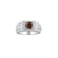 thumbnail image 1 of RYLOS Men's Ring Sterling Silver Ring, 7MM Round Shape Gemstone Designer Style Rings Smoky Quartz June Birthstone Rings Silver Size 11, 1 of 7
