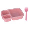 thumbnail image 2 of Boîte à Lunch en Plastique à 3 Compartiments pour Bureau - Boîte Bento Étanche Compatible Micro-Ondes avec Contenants Divisés, Contenant de Rangement Alimentaire Portable (9.29x5.98x2.17 Po Rose), 2 of 3