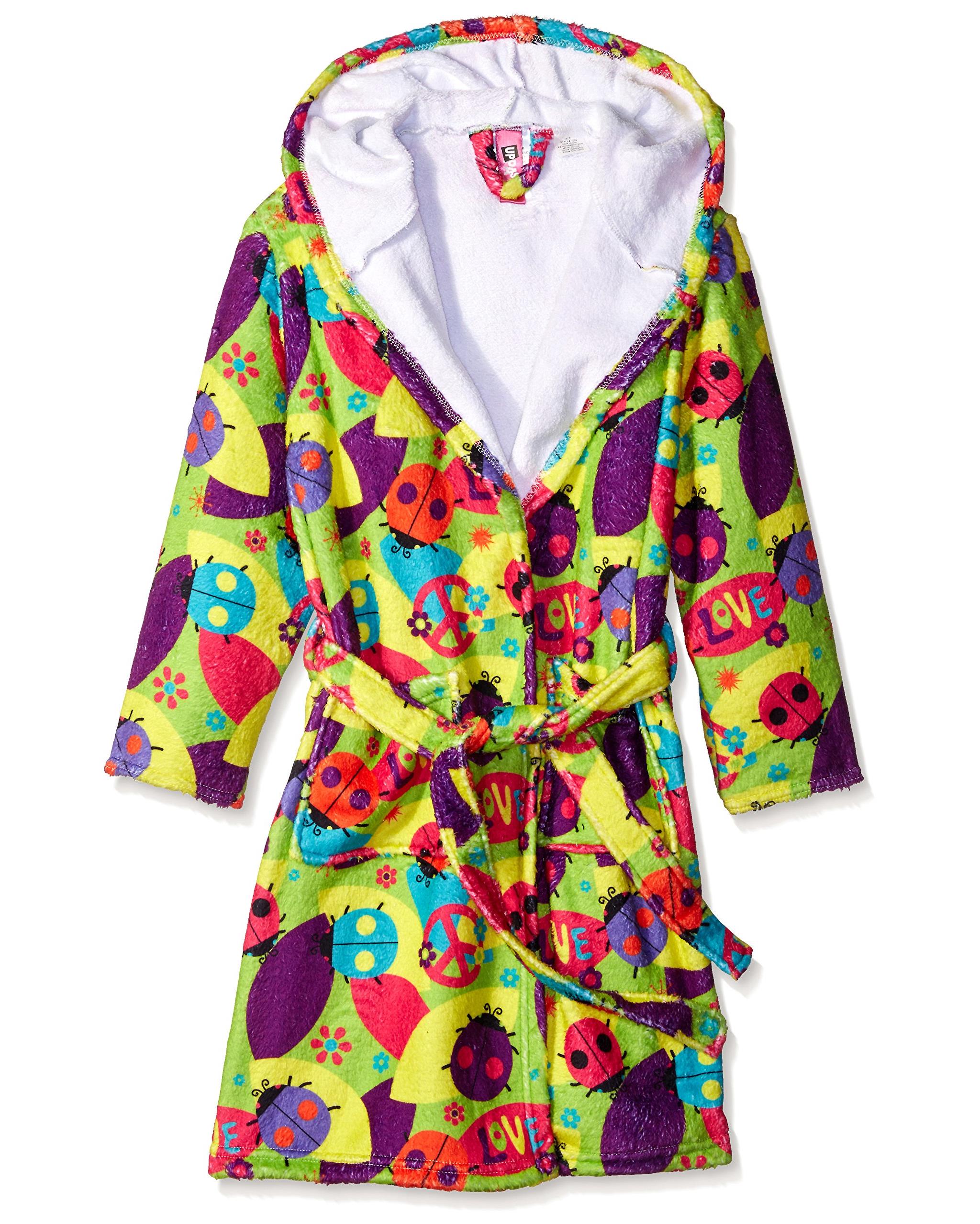 Up Past 8 Girls' Bathrobe Fuzzy Hooded Robe Sleepwear