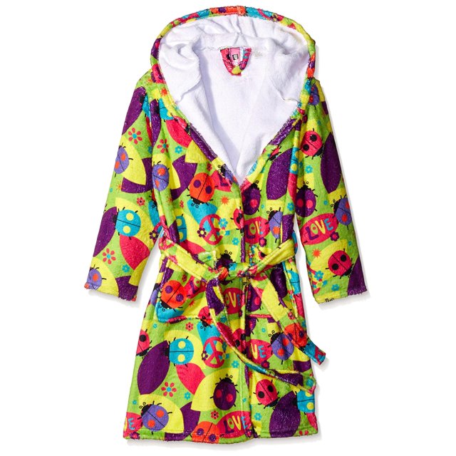 Up Past 8 Girls' Bathrobe Fuzzy Hooded Robe Sleepwear
