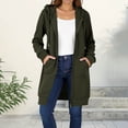 thumbnail image 2 of HAiming Womens over Size Solid Color Long Hoodie Jacket Casual Long Sleeve Drawstring Hooded Sweatshirt, 2 of 9