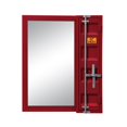 thumbnail image 1 of Benzara BM204631 Industrial Style Metal Vanity Mirror with Recessed Door Storage, Red, 1 of 1