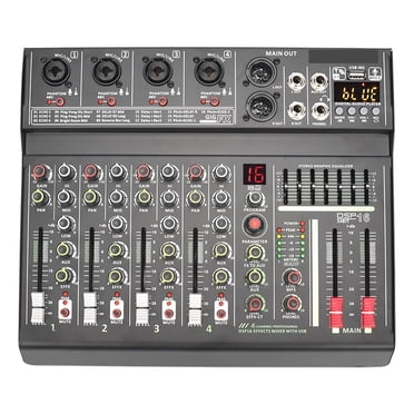 Table de Mixage DJ 4 Canaux Professionnelle 16 DSP Console de Mixage Individuelle 48V Alimentation Fantôme USB Lecture Enregistrement Pro Table de Son