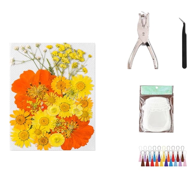 Wzzjkit Signets Transparents pour Fleurs Séchées Bricolage Signets Transparents pour Fleurs Séchées Kit de Fabrication de Signets pour Fleurs Séchées Ensembles de Fleurs Séchées avec Outils