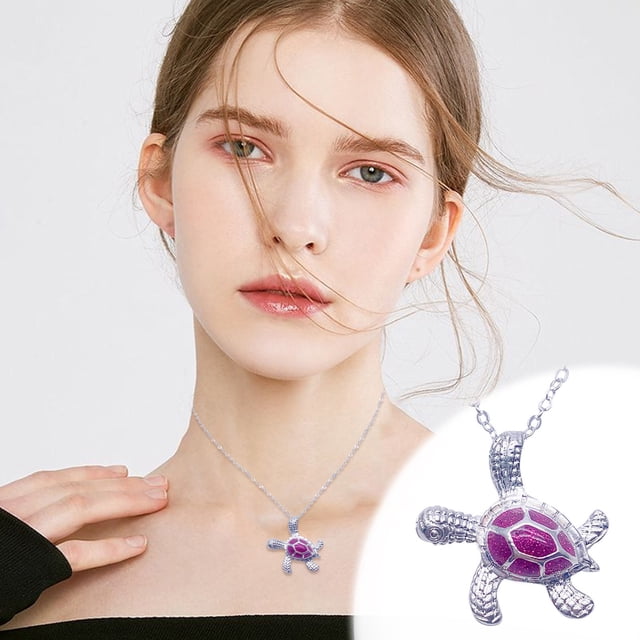 RYRDWP Collier Bijou Incrustation Opale Tortue de Mer Océan Bleu Feu