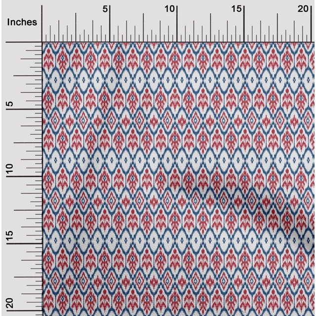 oneOone Cotton Poplin Fabric Geometric Ikat Printed Fabric 1 Yard 42 Inch Wide