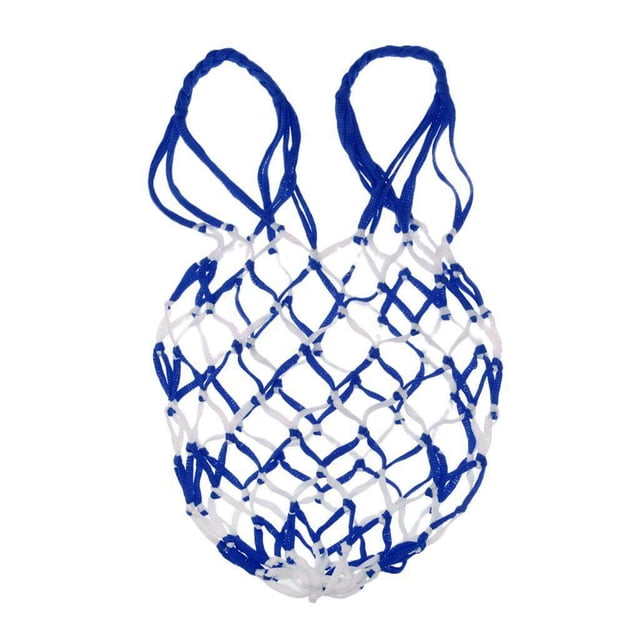 Langgg Mesh Ball Bag Basketball Ball Multifunctional Football Carry Mesh Storage Net Bag Holder Blue White