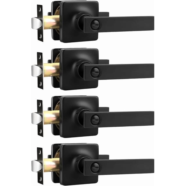 Levier d'Intimité Poignée de Porte Intérieure avec Serrure Levier de Porte Carré Robuste pour Lit/salle de Bain Serrures de Porte Sans Clé Réversible pour Portes Gauche Droite